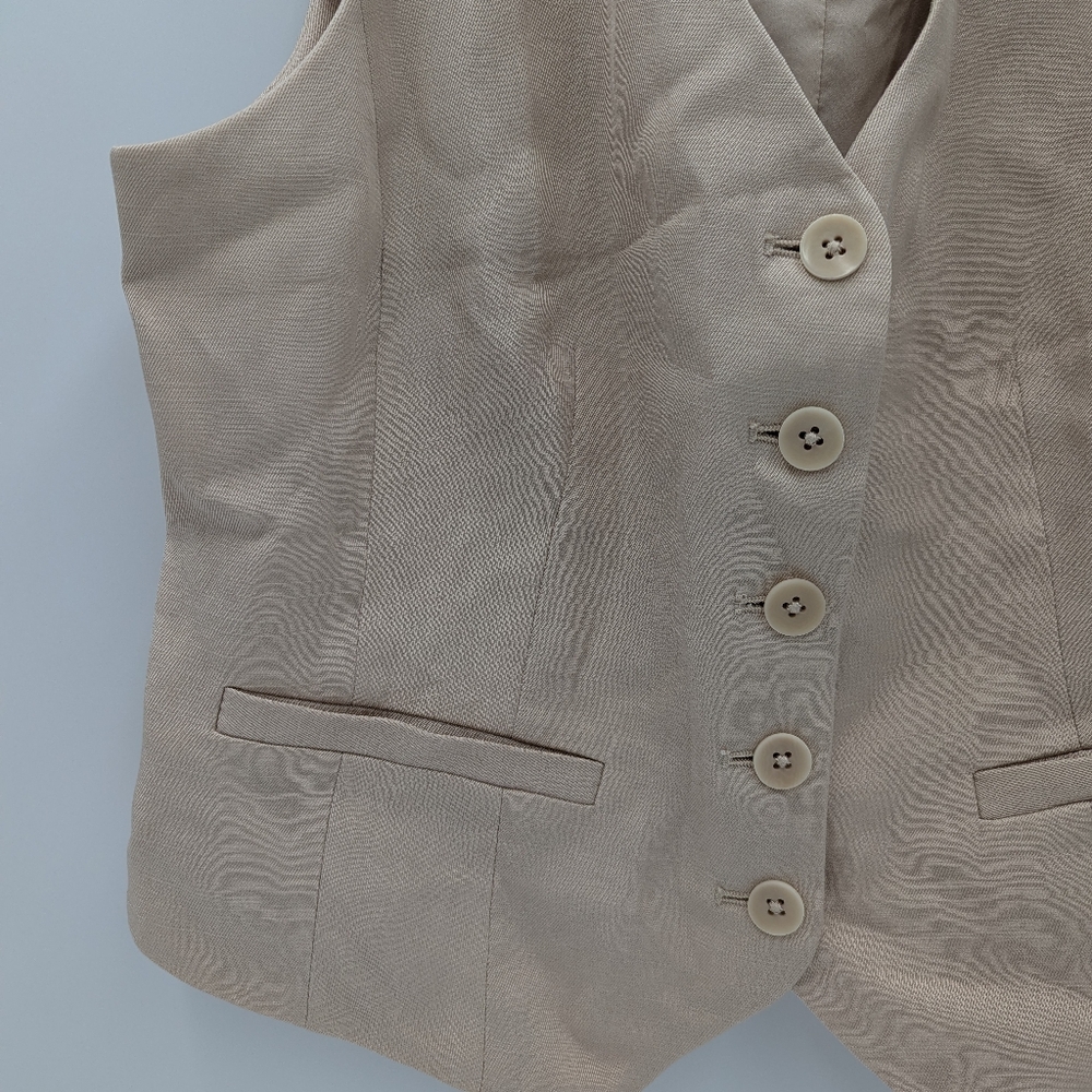 Express Beige Linen Blend Button Front Tailored V… - image 8